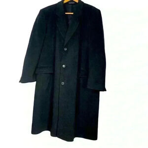 Silver cloud, black luxury cashmere wool blend lined dress overcoat size 46